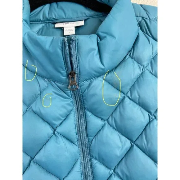 J. Jill Down Filled Quilted Vest Womens Blue Medium Warm Lightweight Fall Winter - Picture 9 of 12